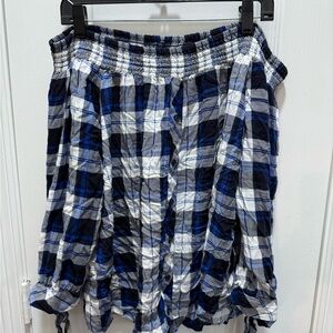 Miss Lili Black and Blue Plaid Mini Skirt